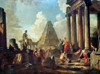 Alexander der Große (356-323 v. Chr.) vor dem Grab von Achilles